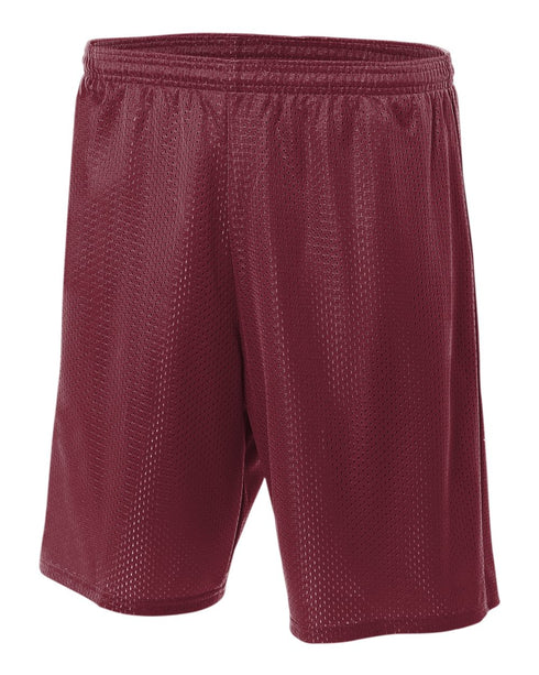 A4 9" Lined Tricot Mesh Short (N5296), Color 'Cardinal'